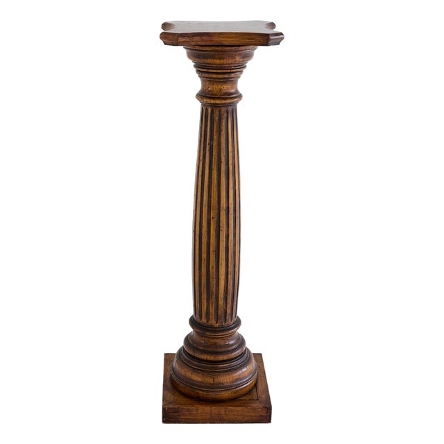 Early 20th Century Walnut Fluted Column Pedestal or Plant Stand, c.1940 For Sale