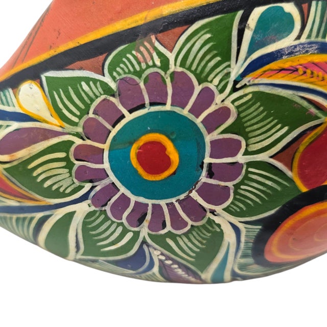 Handpainted Mexican Folk Art Terra Cotta Fish – Vintage Colorful Pottery Sculpture For Sale - Image 10 of 11
