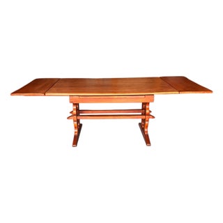 1940s Cushman Colonial Creations Double Trestle Brandywine Manor Solid Maple Table. Designed by Herman Devries For Sale