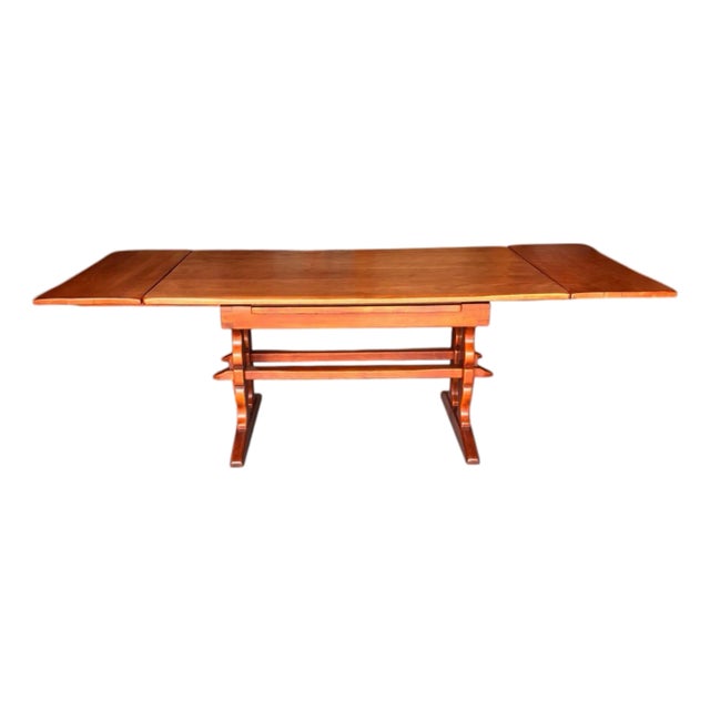 1940s Cushman Colonial Creations - Double Trestle - Solid Maple Table. Designed by Herman Devries For Sale