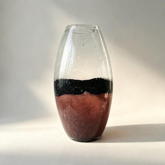 Modern 2020s Hand Blown Bubble Art Glass Vase With Colour Banding For Sale - Image 3 of 7