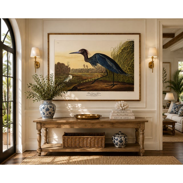 Paper Blue Crane or Heron, 1827 – John James Audubon Vintage Bird Art Print, 24" X 16" For Sale - Image 7 of 10