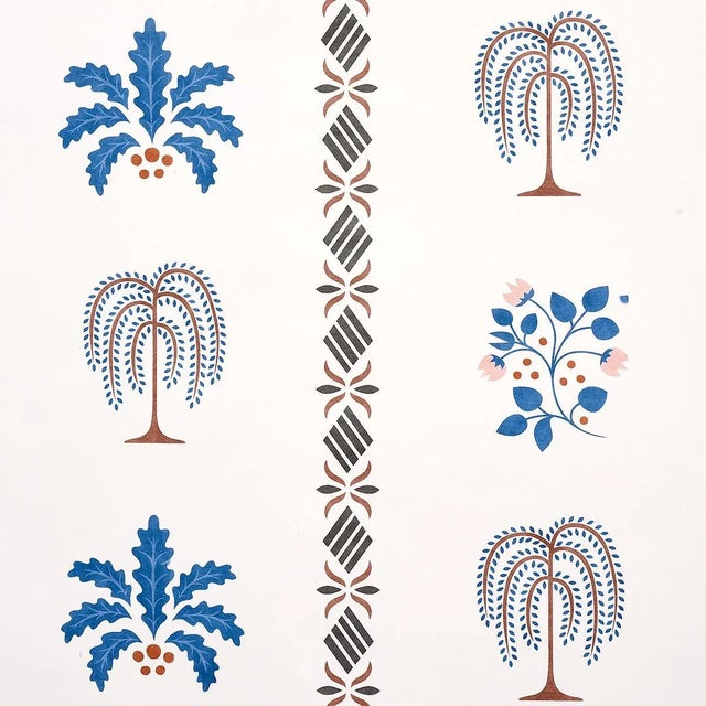 Schumacher Schumacher Willard House Stencil Wallpaper in Blue For Sale - Image 4 of 4