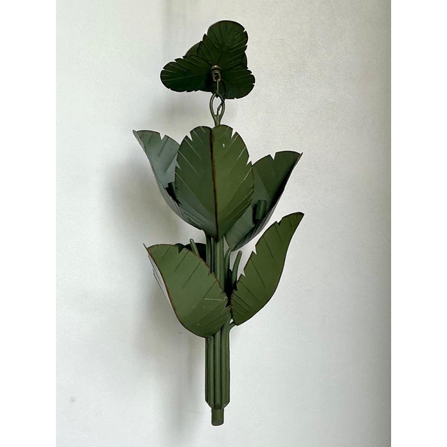 Vintage Green Banana Leaf Six Arm Chandelier For Sale In West Palm - Image 6 of 12