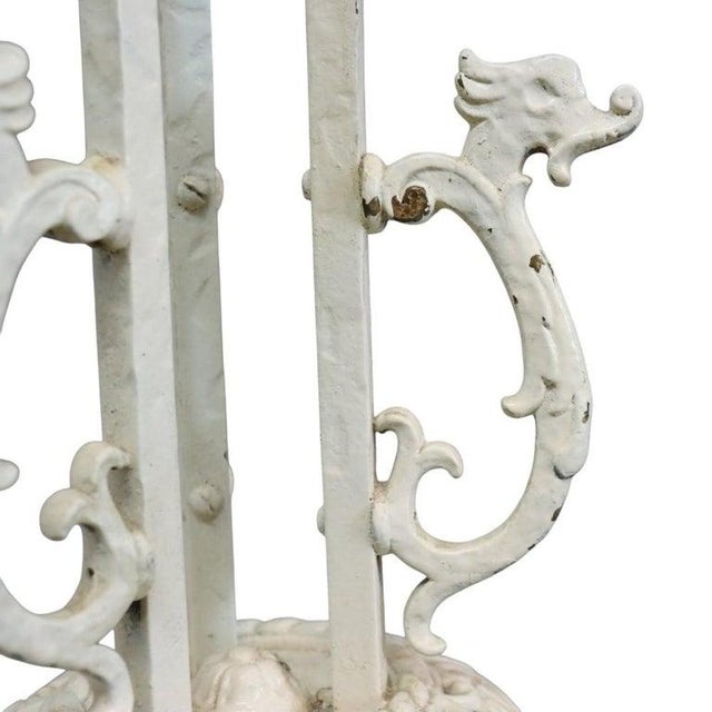 Art Nouveau Oscar Bach Painted Bronze Figural Crowned Mask, Grape & Leaf Plant Stand C1920 For Sale - Image 3 of 7