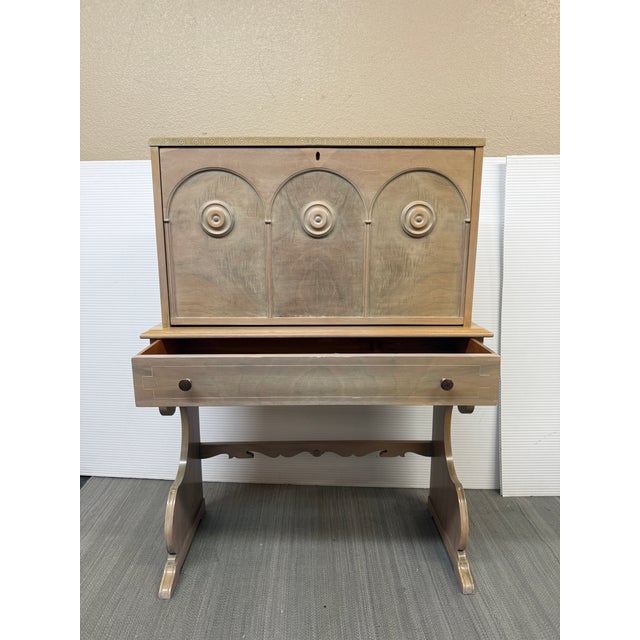 Champagne Spanish Baroque Style Drop Front Desk, Vintage For Sale - Image 8 of 12