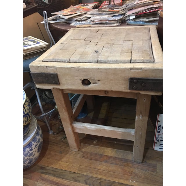 Old English Wood Butcher Block on Stand Chairish