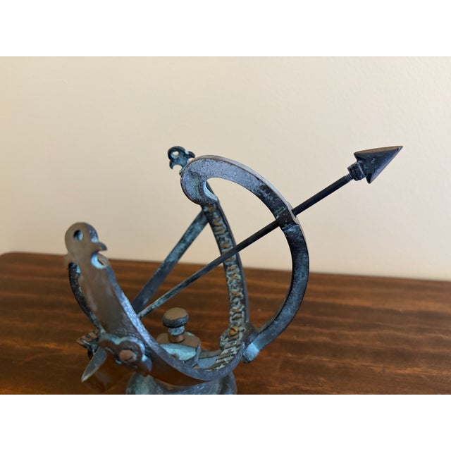 Metal Vintage English Country Brass & Verdigris Armillary Sundial For Sale - Image 7 of 11