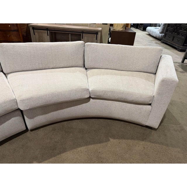 Mid-Century Modern Nathan Anthony Gray Curved Sofa For Sale - Image 3 of 9