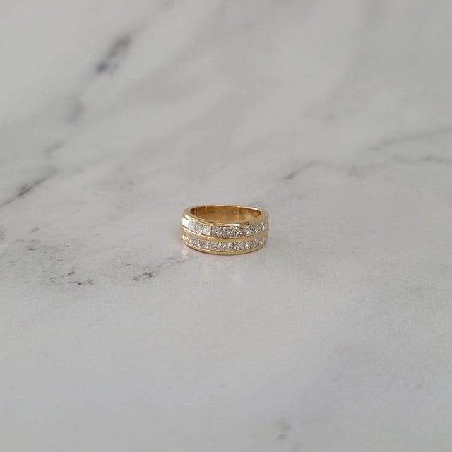 Double Row Princess Diamond Wedding Band 1.30cttw, Size 8 For Sale - Image 4 of 5
