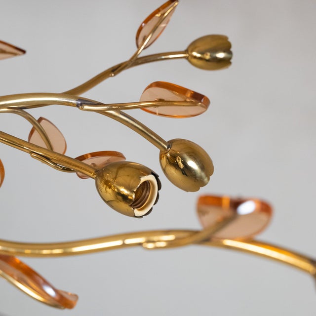 Hanging Ligt and Four Brass Sconces with Glass Elements, 1970, Set of 5 For Sale - Image 6 of 8