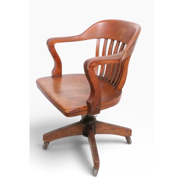 Antique Bank of England Jury Style Swivel Tilt Desk Chair For Sale - Image 10 of 16