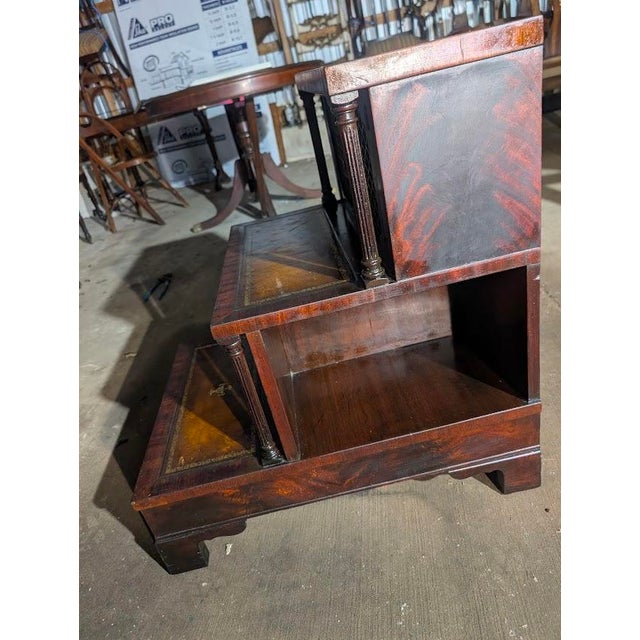 Early 19th Century Regency Mahogany Library Steps Cabinet – Tooled Leather Insets & Brass Grille Doors For Sale In Washington DC - Image 6 of 7
