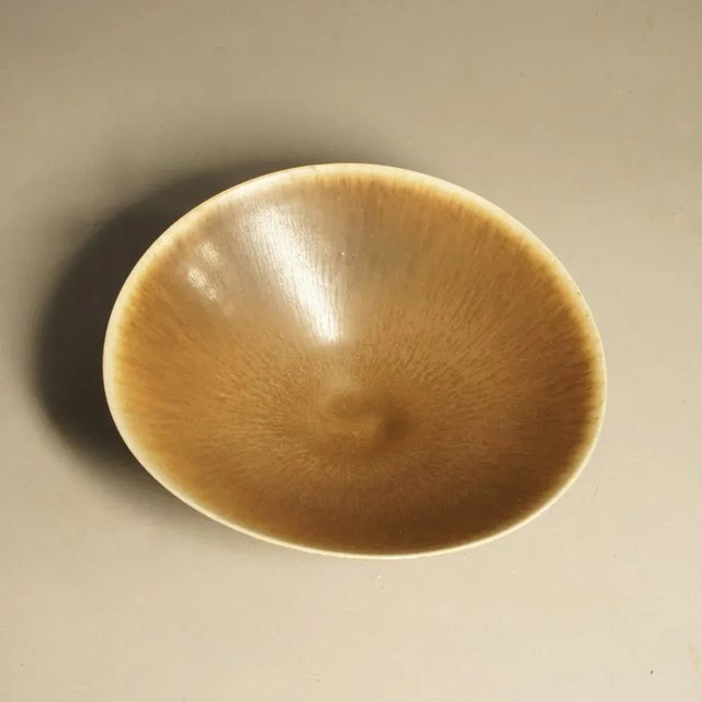 1950s Stoneware Bowl with Hare Fur Glaze by Berndt Friberg for Gustavsberg, 1958 For Sale - Image 5 of 7