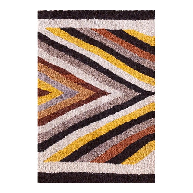 Multicolored Geometric Pattern V1930s Vintage Navajo Style Scatter Size Area Rug For Sale