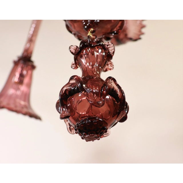 Purple Large Purple Murano Chandelier For Sale - Image 8 of 13