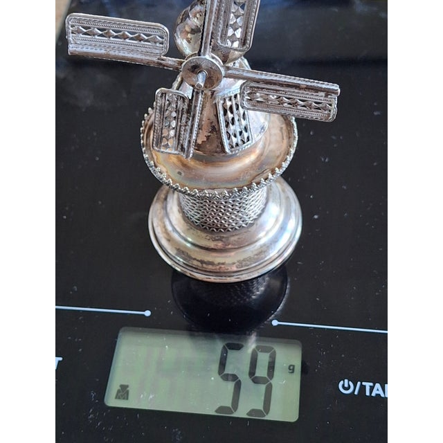Vintage 925 Sterling Silver Judaica Besamim Windmill Spice Box - Mid-20th C. For Sale - Image 17 of 17