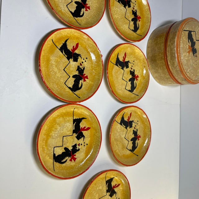 Tan Vintage Jerywil Brand Scottie Dog Coaster Set/7 For Sale - Image 8 of 8