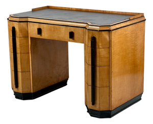 Art Deco Desk in Satin Birchwood attributed to Heals, London, 1920s