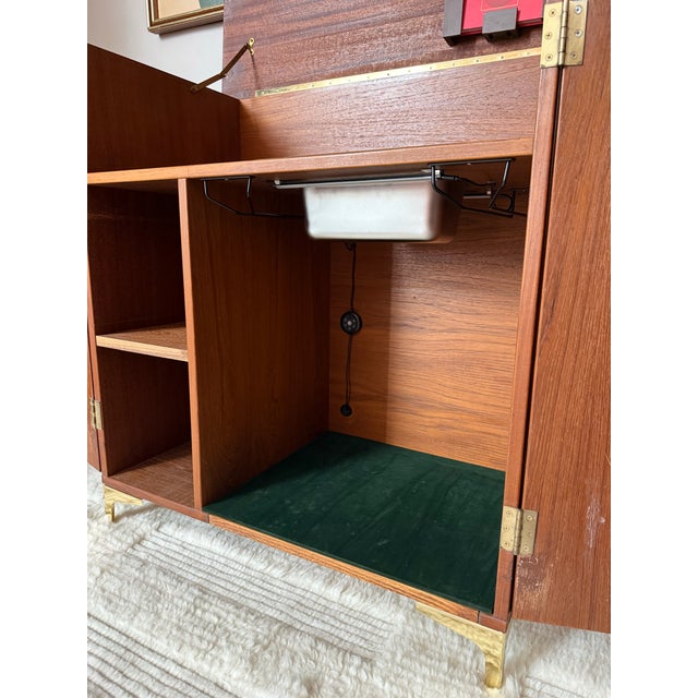 Wood Vintage 1970s MCM Teak Wood Converted Bar Cabinet For Sale - Image 7 of 12
