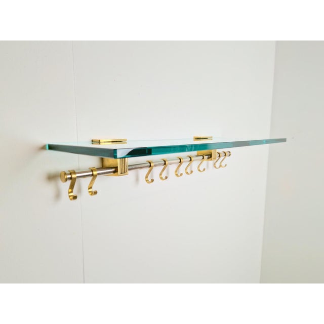 Brass and Glass R14G Wall-Mounted Coat Rack from Peter Ghyczy, 1980s For Sale - Image 11 of 18
