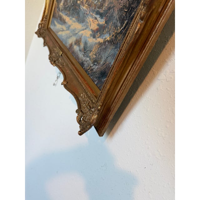 Late 20th Century Don Vaughan (British 1916-2005) “Winter Walk” VTG Oil Painting Winter Landscape For Sale - Image 4 of 12