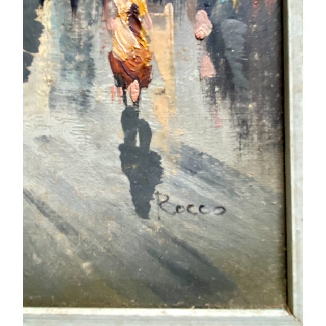 1960s MCM 1960s French Street Scene Oil on Canvas Signed For Sale - Image 5 of 5
