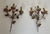 1970s 3-light wall sconces in gilded metal with leaves. French work - a Pair For Sale - Image 6 of 12
