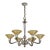 Hanots French Art Deco 6-Arm Chandelier 1930s - Honey Amber Glass & Nickel For Sale
