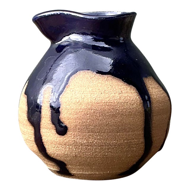 Vintage Original Studio Pottery Drip Glaze Small Pitcher For Sale