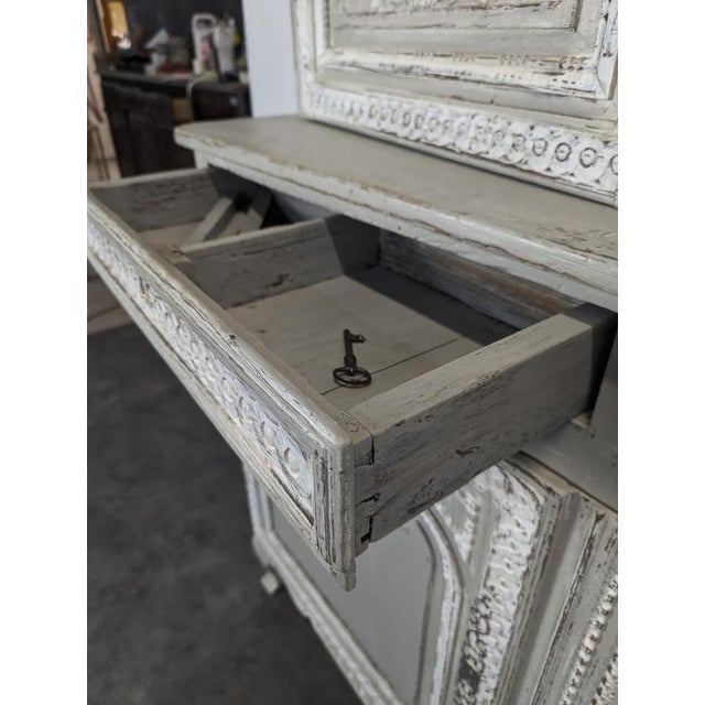 2000 - 2009 Norman Glass-Fronted 2-Body Buffet in Patinated Grey and White Oak For Sale - Image 5 of 11