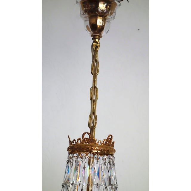 Brass and Lead Crystal 9-Flame Chandelier from Palwa, 1960s For Sale - Image 13 of 18