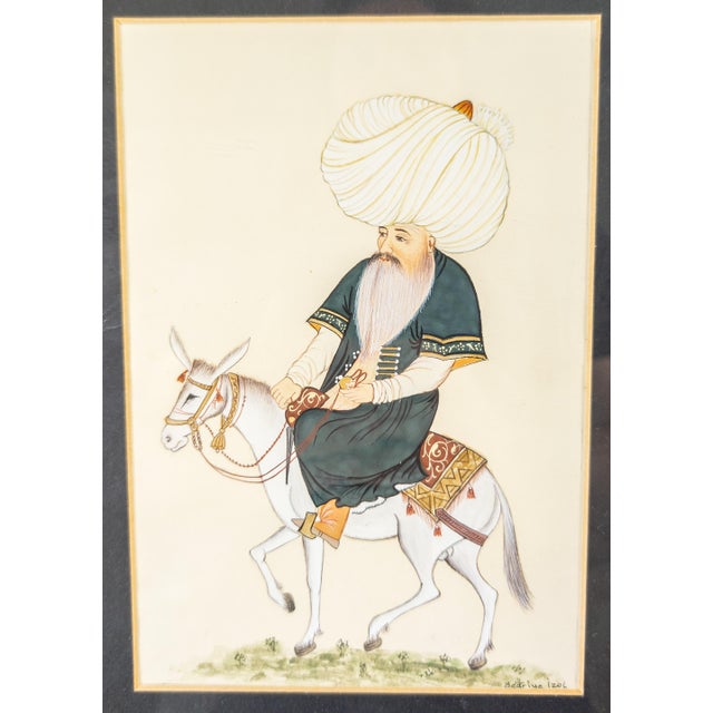 We are selling this fine miniature watercolor gouache portrait of Nasreddin Hodja. Nasreddin is a common figure in Muslim...