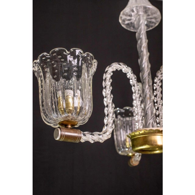 Art Deco Ercole Barovier Art Deco Chandelier, "Bullicante" Glass Murano, 1940s For Sale - Image 3 of 11