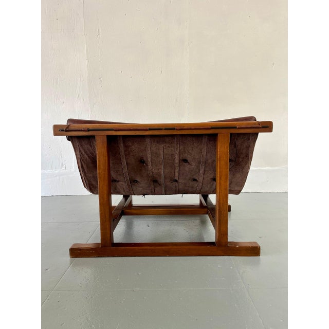 Brutalist Vintage Dutch Brutalist Solid Wood and Leather Sofa For Sale - Image 3 of 4