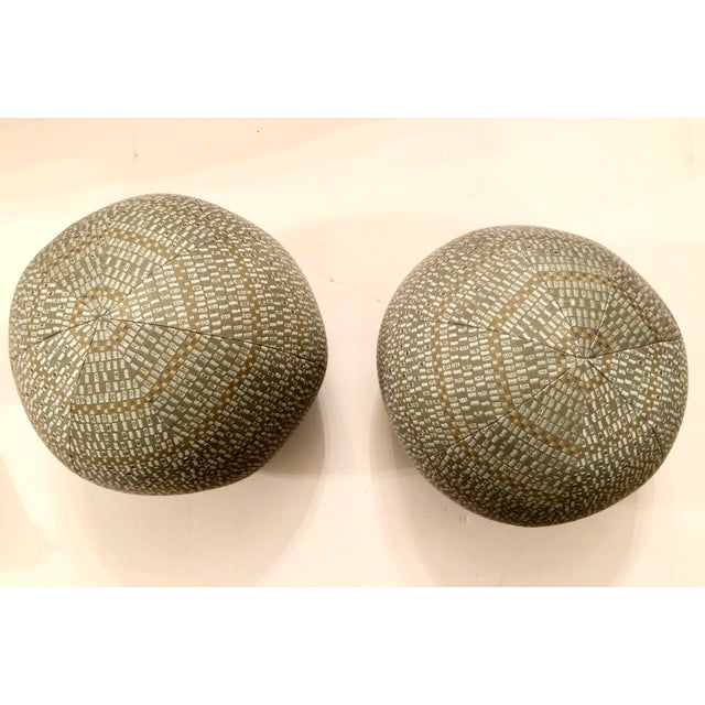 Mid-Century Style Round Blue Pillows - A Pair Chairish