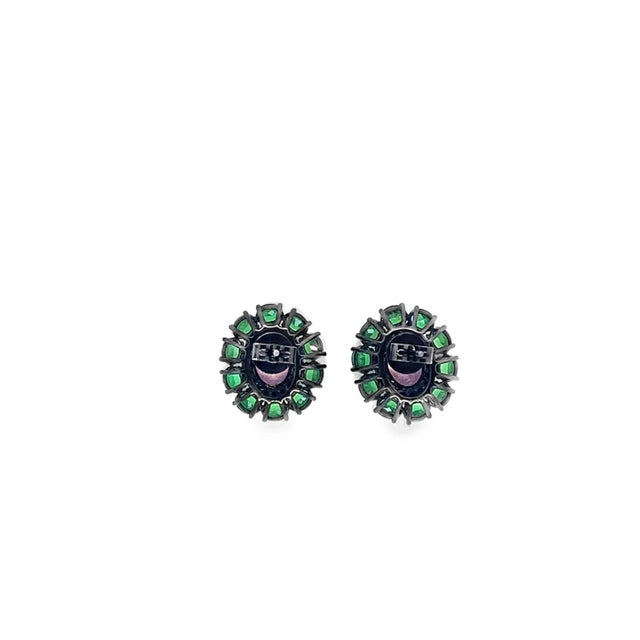 Kunzite, Green Garnet & Spinel Earrings in 18k Gold Black Rhodium, A Pair For Sale - Image 4 of 5