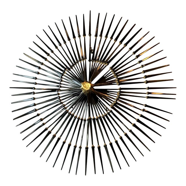 Vintage Ron Schmidt Brutalist Starburst Steel Nail Sculpture For Sale