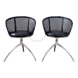 Pair Rizzatto Alias 901 Young Lady Chair W/ Black Seat & Cane Aluminum Frame-2pc (4 Avail.) For Sale