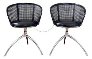 Pair Rizzatto Alias 901 Young Lady Chair W/ Black Seat & Cane Aluminum Frame-2pc (4 Avail.)