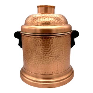 1930s Hammered Copper Tin Lined Humidor with Bakelite Handles by Revere For Sale