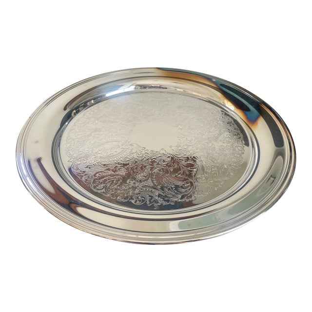 Decorative Silver-Plated Tray For Sale