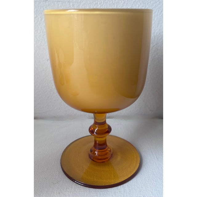 Italian Vintage Carlo Moretti Cased Glass 'Butterscotch' Goblets-Set 6 For Sale - Image 3 of 8
