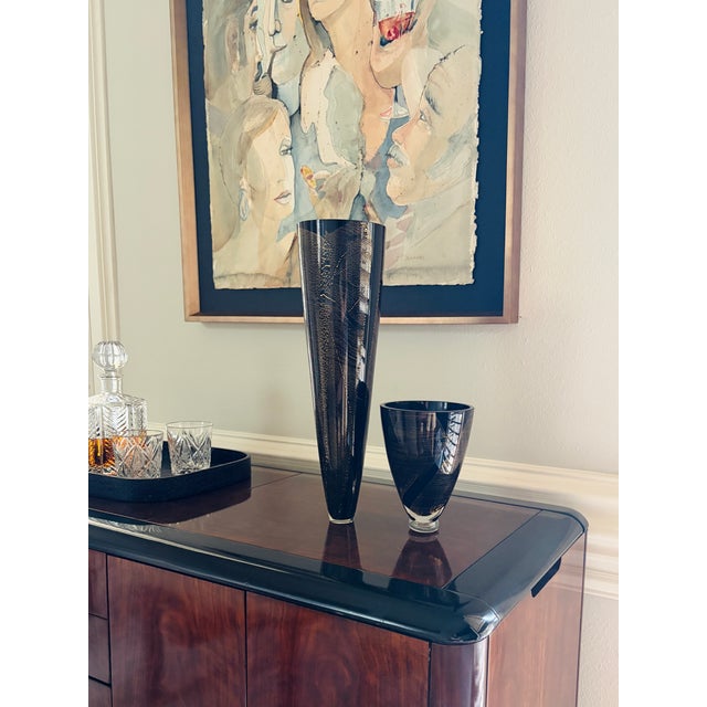 Pair of 1970s Theresienthal Black and Gold Art Glass Vases, Attributed For Sale - Image 13 of 14