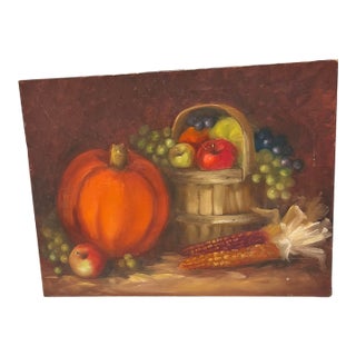 Original Painting Still Life Fall Theme! Vintage For Sale