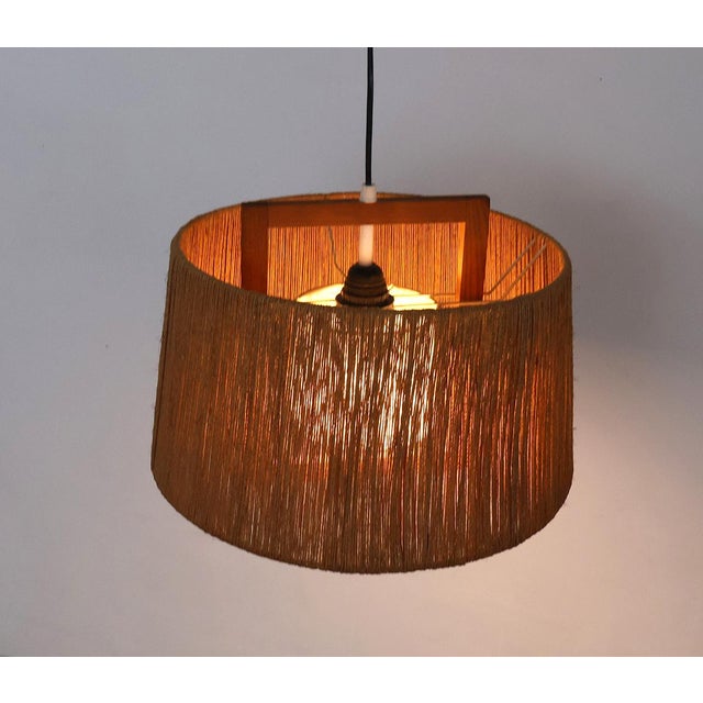 1960s Vintage Sisal and Teak Pendant Lamp from Temde Leuchten, 1960 For Sale - Image 5 of 11