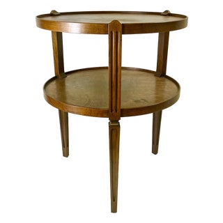 1980s Vintage Neoclassical English Traditional Baker Furniture Burlwood Drinks Table For Sale