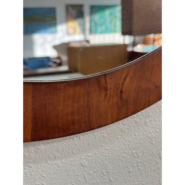 Brown Danish Teak Round Wall Mirror Mid-Century Modern 1960s For Sale - Image 8 of 10
