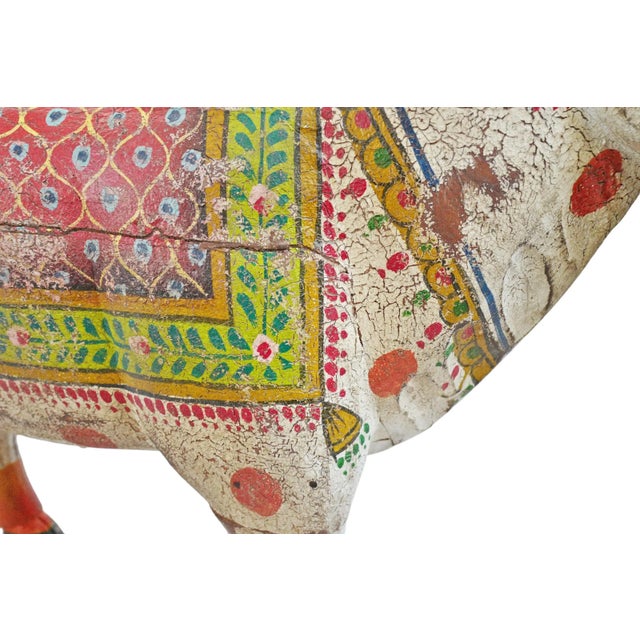White Antique Wood Painted Brahma Cow For Sale - Image 8 of 9