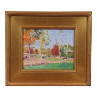Vintage Susie King Autumn Fall Impressionist Landscape Oil Painting 16" For Sale